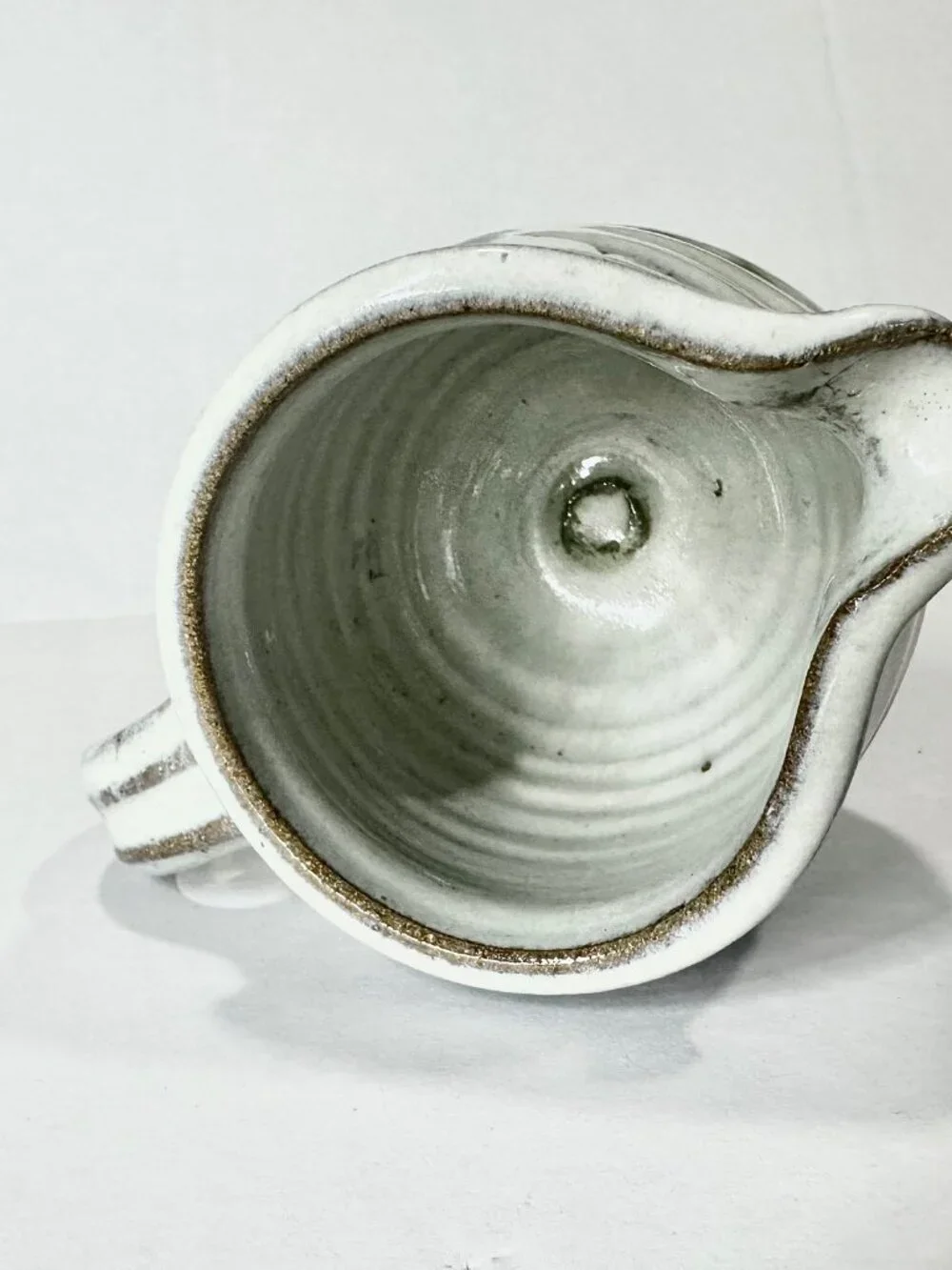 Handcrafted Studio Pottery Creamer with Handle Floral Glaze Gray Blue Green 4